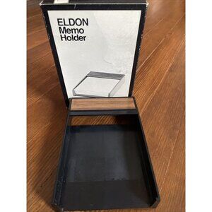 Vintage Eldon Ebony 1373-1 Memo Holder 1966 Woodgrain Look Hawthorne NJ USA